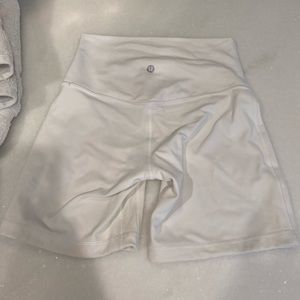 White Lululemon Align 6 inch Biker Shorts